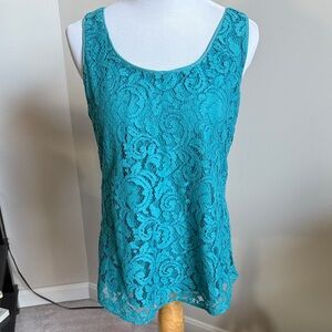 LOFT Turquoise Lace Tank Top. Size medium. NWT